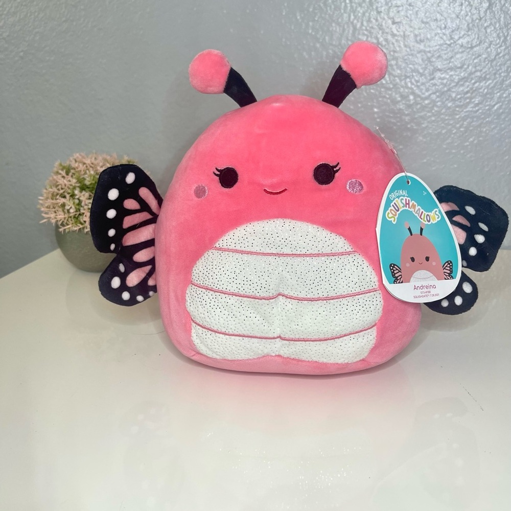 Squishmallows Pink Butterfly Plush with Black